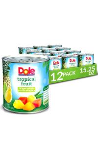 1 Oz Tropical Fruit Salad (Pineapple Papaya Banana and Guava, Solids and Liquids, Heavy Syrup, Canned)