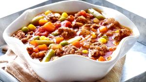 1 Oz Vegetable Beef Soup with Rice (Home Recipe)