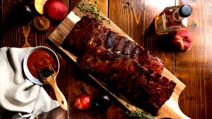 1 Oz, With Bone Cooked (yield After Bone Removed) Pork Spareribs