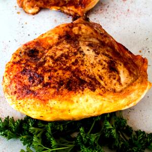 1 Oz, With Bone (yield After Bone Removed) Baked or Fried Coated Chicken Breast with Skin