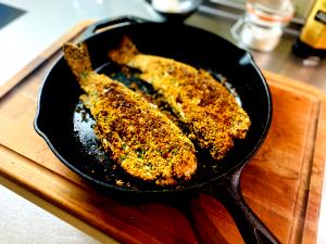 1 Oz, With Bone (yield After Cooking, Bone Removed) Baked Breaded or Battered Trout