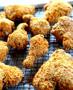 1 Oz, With Bone (yield After Cooking, Bone Removed) Baked or Fried Coated Chicken Leg Skinless