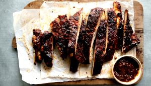1 Oz, With Bone (yield After Cooking, Bone Removed) Barbecued Pork Spareribs with Sauce