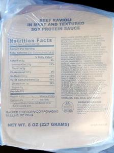 1 package (227 g) Beef Ravioli in Meat Sauce