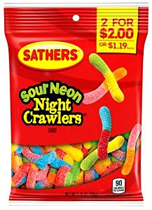 1 package (63 g) Sour Neon Night Crawlers