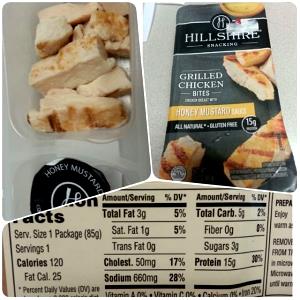 1 package (85 g) Hillshire Snacking Grilled Chicken Bites with Honey Mustard Sauce