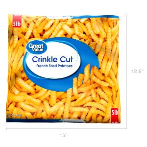 1 Package (9 Oz) French Fried Potatoes (All Types, Salt Added, Frozen)