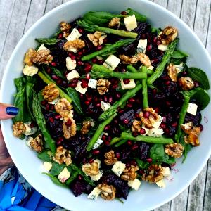 1 Package Asparagus Beet & Walnut Salad, With Dressing