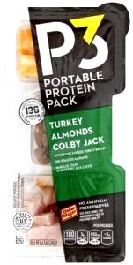 1 package P3 Portable Protein Pack Turkey Almonds Colby Jack