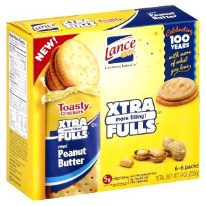1 Package Sandwich Crackers, Xtra Fulls Toasty Crackers With Real Peanut Butter