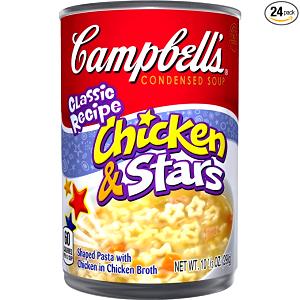 1 Package Yields Chicken with Star-Shaped Pasta Soup (Condensed, Canned)