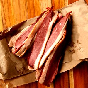 1 pan fried slice (15 g) Uncured Smoked Duck Bacon