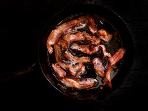1 pan fried slice Thick Sliced Bacon