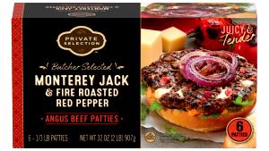 1 patty (151 g) Monterey Jack & Fire Roasted Red Pepper Angus Beef Patties
