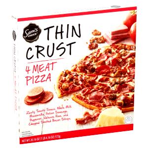 1 Piece (1/8 12" Dia) Thin Crust Pizza with Meat and Fruit