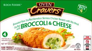 1 piece (142 g) Oven Cravers Breaded Raw Stuffed Chicken Breasts Broccoli & Cheese