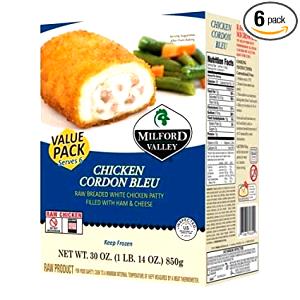 1 piece (6 oz) Premium Entrees Raw Stuffed Chicken Breast Cordon Bleu