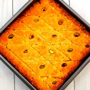 1 Piece (about 3 X 2-1/2") Basbousa (Semolina Dessert Dish)
