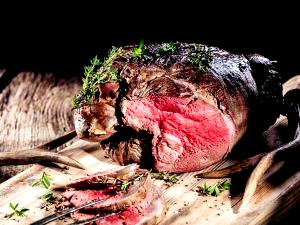 1 Piece Cooked (yield From 1 Lb Raw Meat, Boneless) Wild Boar Meat (Cooked, Roasted)