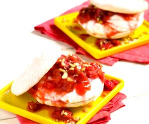 1 Piece Hazelnut Meringues With Rhubarb & Cream Filling