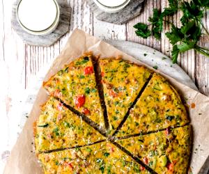 1 Piece Sausage And Veggie Frittata And Ayran Drink