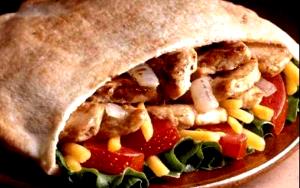 1 Pita Sandwich Fajita Style Chicken Sandwich with Cheese, Lettuce and Tomato on Pita Bread
