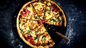 1 Pizza (12" Dia) Thick Crust Pizza with Meat and Fruit
