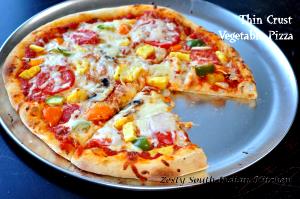 1 Pizza (12" Dia) Thin Crust Cheese Pizza with Vegetables