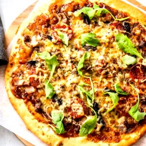 1 Pizza (12" Dia) Thin Crust Pizza with Meat