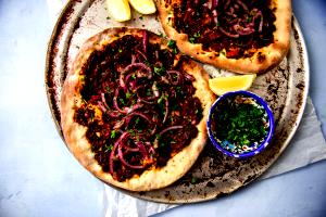 1 Pizza (14" Dia) Thin Crust Pizza with Meat and Vegetables