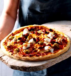 1 Pizza (9" Dia) Pizza with Meat and Fruit