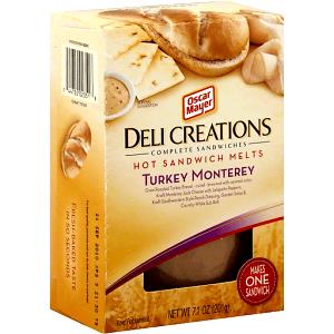 1 Pk Hot Sandwich Melts, Deli Creations Turkey Monterey