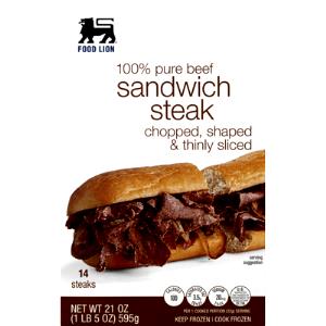 1 portion (38 g) Steaks for Sandwiches 100% Pure Beef Thin Slices