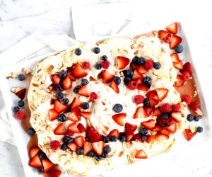 1 Portion Almond Pavlova With Berries And Chambord