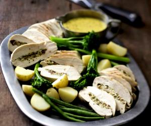 1 Portion Cranberry And Camembert Stuffed Chicken With Mustard Sauce