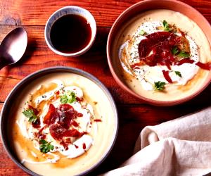 1 Portion Cream Of Parsnips With Maple Syrup And Prosciutto