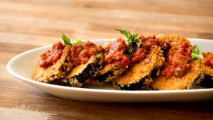 1 Portion Crispy Eggplant With Tomato Basil Sauce (Hestan Cue™)