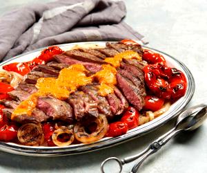 1 Portion Grilled Steaks With Red Pepper Sauce