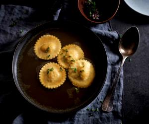 1 Portion Lamb Soup With Butternut Squash Ravioli