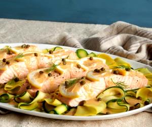 1 Portion Lemon Caper Salmon With Ribbon Squash