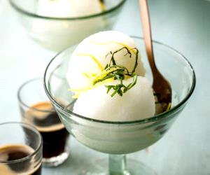 1 Portion Limoncello Sorbet With Mint And Basil