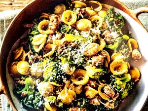 1 portion "Little Ears" Pasta with Italian Pork Sausage, Broccoli, and Pesto