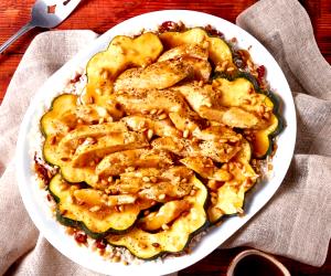 1 Portion Maple Glazed Chicken With Acorn Squash And Rice