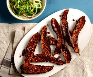 1 Portion Miso Glazed Eggplant With Cucumber Salad