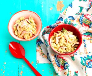 1 Portion Orzo With Salmon, Green Beans And Avocado Sauce