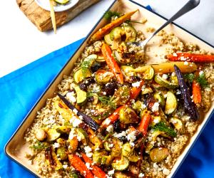 1 Portion Roasted Vegetables With Farro And Lemon Feta Dressing (Ben)