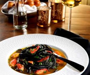 1 Portion Squid Ink Pappardelle With Lobster And Saffron Broth