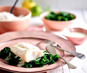 1 Portion Steamed Cod, Rice And Spinach İn Lemon Sauce