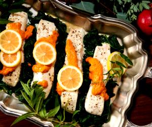 1 Portion Steamed Halibut With Romesco Sauce (Bill Yosses)