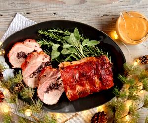 1 Portion Stuffed Pork Loin With Apple Cider Sauce